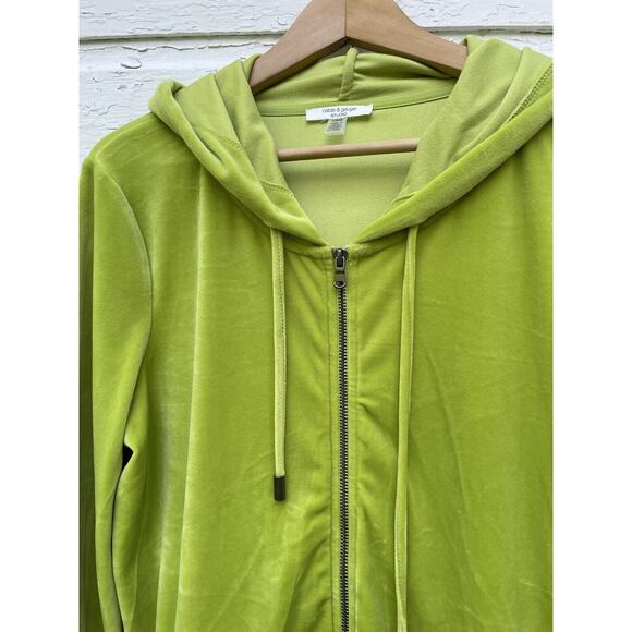 CABLE & GAUGE Lounge Set Sweatshirt & Jogger Pants Womens L Lime Green Stretch - Picture 2 of 7